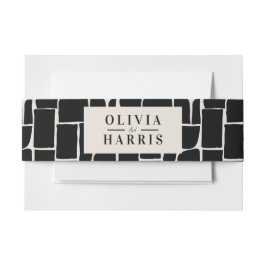 Moderne minimale grafische zwart & wit gunst party uitnodigingen wikkel