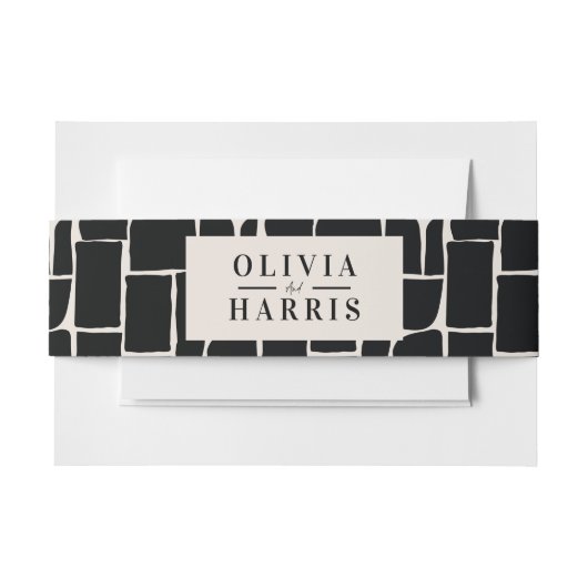 Moderne minimale grafische zwart & wit gunst party uitnodigingen wikkel (Voorkant Voorbeeld)