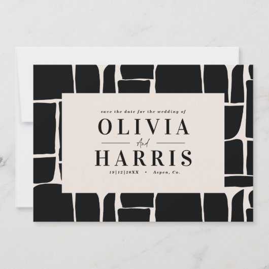 Moderne minimale grafische zwart-wit opslaan van d kaart (Voorkant)