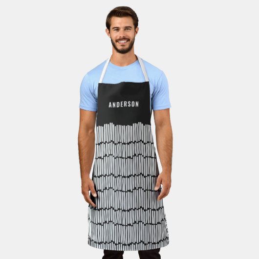 Moderne minimale grafische zwarte en witte elegant schort (Gedragen)