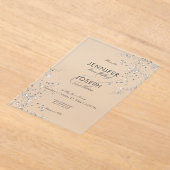 Moderne minimale grijs & wit glam diamanten bruilo acryl uitnodigingen (Laagn)