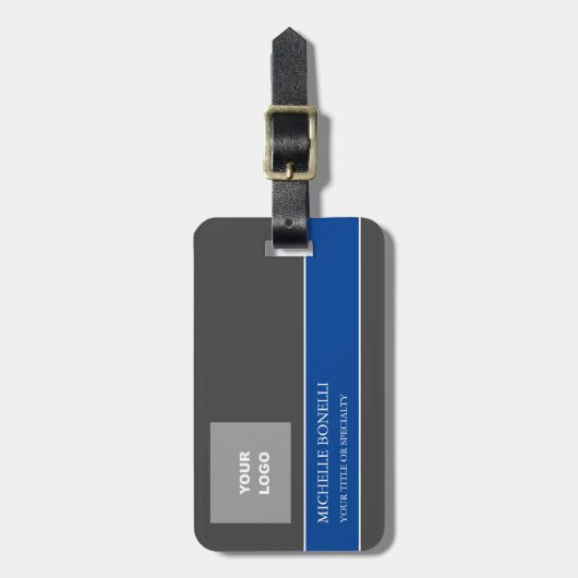 Moderne, minimale grijze, diepe blauwe kleur bagagelabel (Voorkant verticaal)