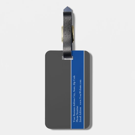 Moderne, minimale grijze, diepe blauwe kleur bagagelabel (Achterkant verticaal)