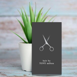 Moderne, minimale grijze faux, zilver Hair Stylist Visitekaartje