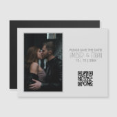 Moderne minimale grijze foto Bewaar de datum QR-co (Voorkant / Achterkant)