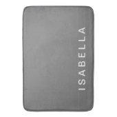 Moderne minimale grijze gepersonaliseerde naam badmat (Voorkant Verticaal)