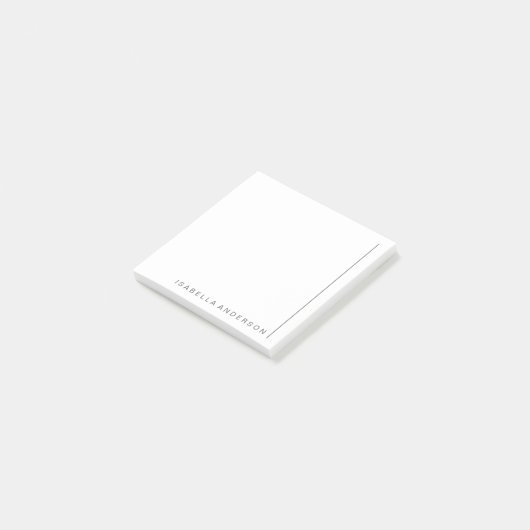 Moderne minimale grijze gepersonaliseerde naam post-it® notes (Schuin)