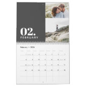 Moderne minimale grijze multi-fotofamilie kalender (Feb 2026)