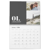 Moderne minimale grijze multi-fotofamilie kalender (Jan 2026)