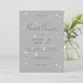 Moderne minimale grijze Sparkle Bridal Brunch Kaart (Staand voorkant)