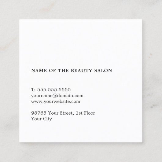 Moderne minimale grijze witte haarlijst vierkante visitekaartje (Achterkant)