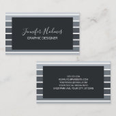 Moderne minimale grijze witte strepen visitekaartje (Voorkant / Achterkant)