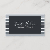 Moderne minimale grijze witte strepen visitekaartje (Voorkant)