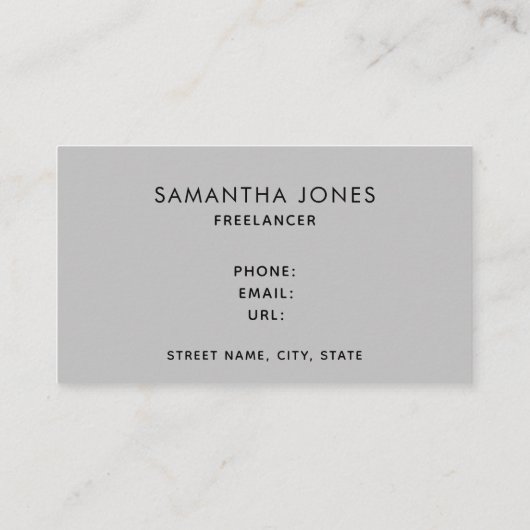 Moderne, minimale grijze witte strepes Freelancer Visitekaartje (Achterkant)