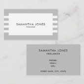 Moderne, minimale grijze witte strepes Freelancer Visitekaartje (Voorkant / Achterkant)