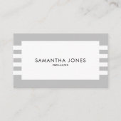 Moderne, minimale grijze witte strepes Freelancer Visitekaartje (Voorkant)