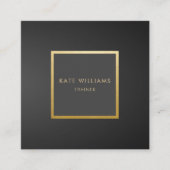 Moderne, minimale grijze, zwarte gradiënt Gold Lux Vierkante Visitekaartje (Voorkant)