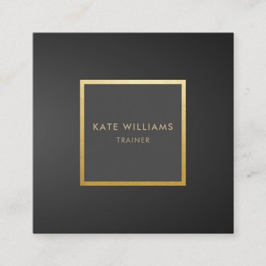 Moderne, minimale grijze, zwarte gradiënt Gold Lux Vierkante Visitekaartje (Voorkant)
