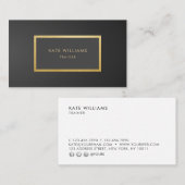 Moderne, minimale grijze, zwarte gradiënt Gold Lux Visitekaartje (Voorkant / Achterkant)