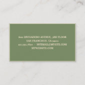 Moderne minimale groene Avocado Professional Busin Visitekaartje (Achterkant)
