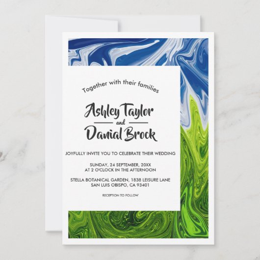 Moderne minimale groene blauwe Natuur Abstract huw Kaart (Voorkant)