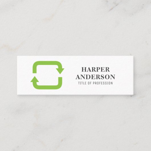 Moderne minimale groene eco-Recyclen professioneel Mini Visitekaartje (Voorkant)