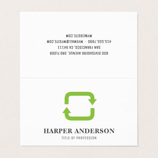 Moderne minimale groene eco-Recyclen professioneel Visitekaartje (Buitenkant ongevouwen)