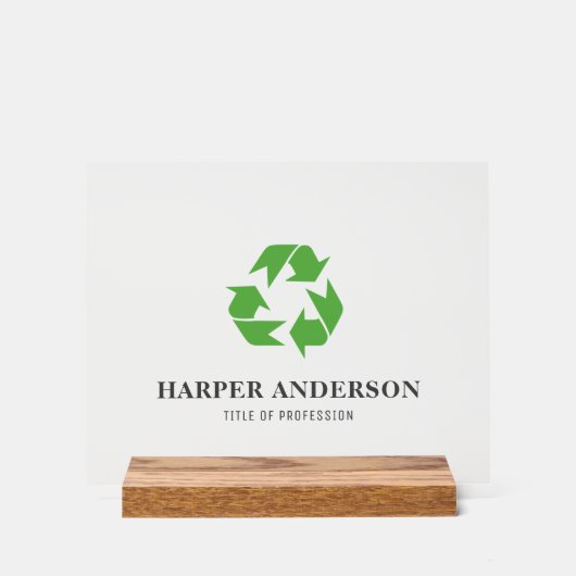 Moderne minimale groene eco recycling acryl teken acryl bord (Voorkant)