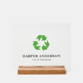 Moderne minimale groene eco recycling acryl teken bord (Voorkant)