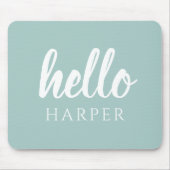 Moderne minimale groene en witte Hallo en uw naam Muismat (Voorkant)