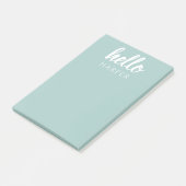 Moderne minimale groene en witte Hallo en uw naam Post-it® Notes (Schuin)