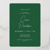 Moderne minimale groene foto 60ste verjaardag folie uitnodiging (Achterkant)