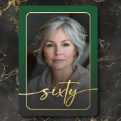 Moderne minimale groene foto 60ste verjaardag folie uitnodiging