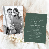Moderne minimale groene foto bruiloft kaart