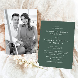 Moderne minimale groene foto bruiloft kaart