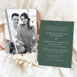 Moderne minimale groene foto bruiloft kaart