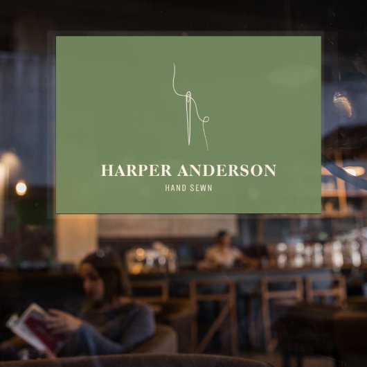 Moderne, minimale groene handnaai raamsticker