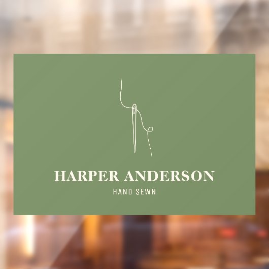 Moderne, minimale groene handnaai raamsticker (Vel 2)