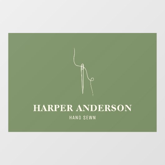 Moderne, minimale groene handnaai raamsticker (Vel)