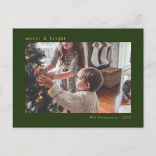 Moderne, minimale groene kerstfeestdag fotokaart briefkaart