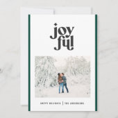 Moderne minimale groene kersttypografie 1 foto feestdagenkaart (Voorkant)