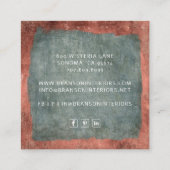 Moderne minimale groene koper sieraden ontwerper vierkante visitekaartje (Achterkant)