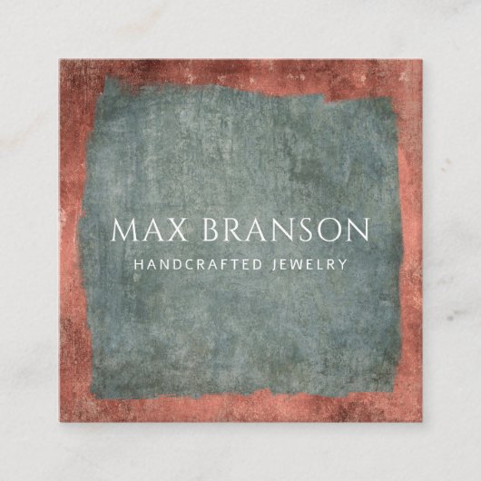 Moderne minimale groene koper sieraden ontwerper vierkante visitekaartje (Voorkant)