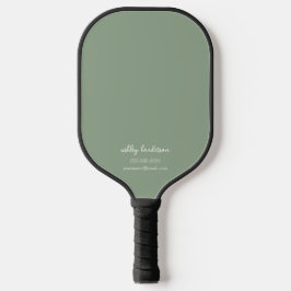 Moderne minimale groene monogram naam + contactgeg pickleball paddle