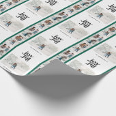 Moderne, minimale groene multi-fotoreste kerst cadeaupapier (Hoek)