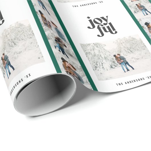 Moderne, minimale groene multi-fotoreste kerst cadeaupapier (Rol Hoek)