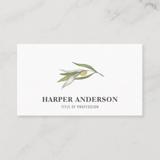 Moderne minimale groene olijfboomstructuur Profess Visitekaartje (Voorkant)