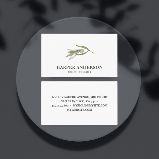 Moderne minimale groene olijfboomstructuur Profess Visitekaartje