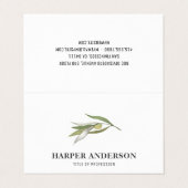 Moderne minimale groene olijfboomstructuur Profess Visitekaartje (Buitenkant ongevouwen)