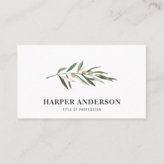 Moderne, minimale groene olijventeelt visitekaartje (Voorkant)